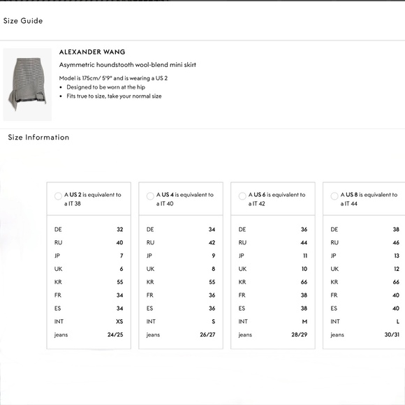 Alexander Wang Asymmetric Mini Skirt US6 New With Tags - Picture 9 of 10